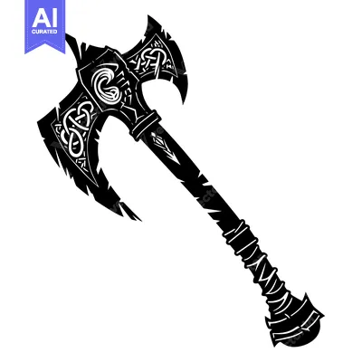 Aset premium populer: Ornate Double-Headed Axe with Celtic Knotwork Design
