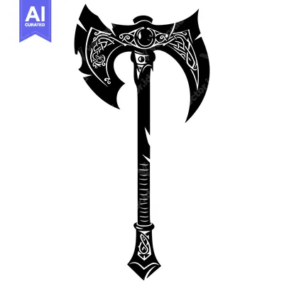 Popular premium asset: Ornate Black and White Viking Axe with Knotwork Design