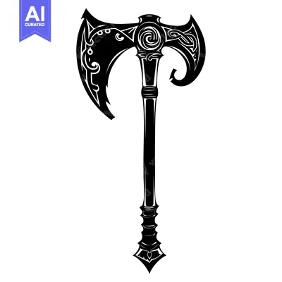 Aset premium populer: Ornate Double-Headed Axe with Celtic Knotwork Design