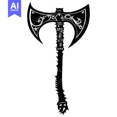 Premium design asset: Ornate Double-Headed Axe with Spiked Handle