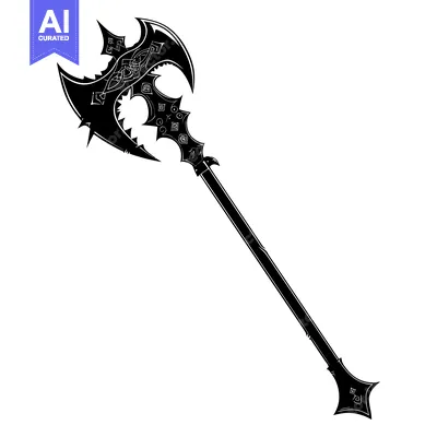 Aset premium populer: Ornate Black and White Double-Headed Axe