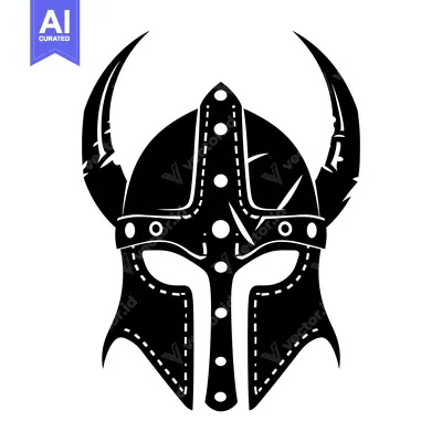 Aset premium populer: Black and White Silhouette of a Viking Helmet with Horns