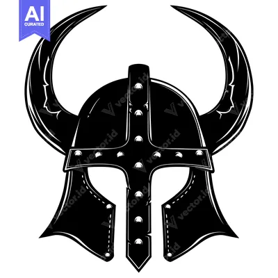 Popular premium asset: Black and White Illustration of a Viking Helmet with Horns