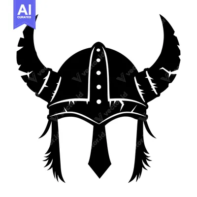 Aset premium populer: Black and White Silhouette of a Viking Helmet with Horns