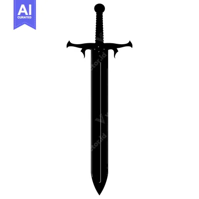 Premium design asset: Black and White Silhouette of a Medieval Sword
