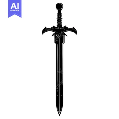 Black and White Silhouette of a Medieval Sword