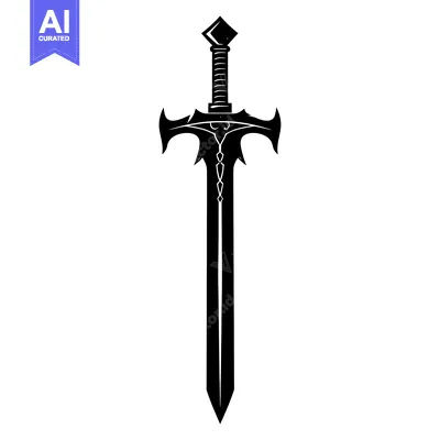 Popular premium asset: A Black and White Silhouette of a Medieval Sword