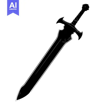 Black and White Silhouette of a Sword with a Spiked Handle