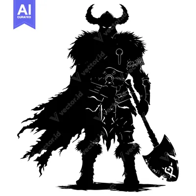 Premium design asset: Silhouette of a Viking Warrior Holding an Axe