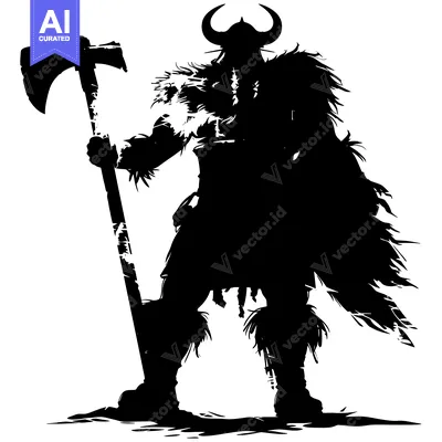 Popular premium asset: Silhouette of a Viking Warrior Holding an Axe