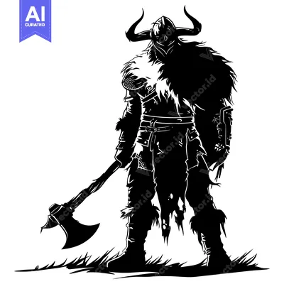 Popular premium asset: Silhouette of a Viking Warrior Holding an Axe