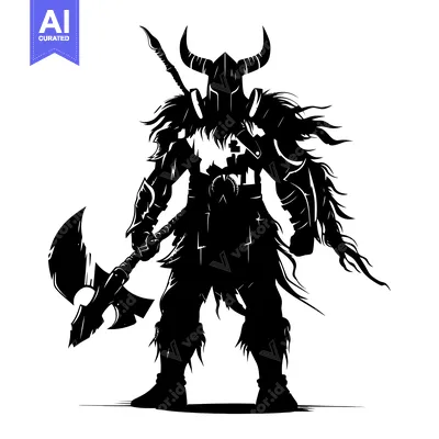 Popular premium asset: Silhouette of a Viking Warrior with Axe and Spear