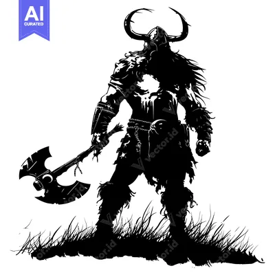 Popular premium asset: Silhouette of a Viking Warrior Holding an Axe