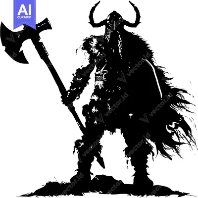 Popular premium asset: A Silhouetted Viking Warrior Holding an Axe