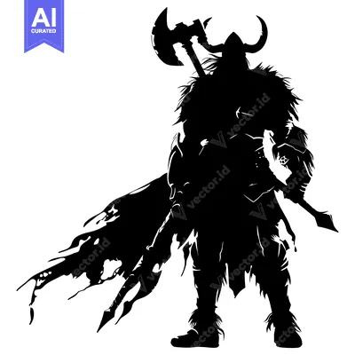 Premium design asset: Silhouette of a Viking Warrior Holding an Axe