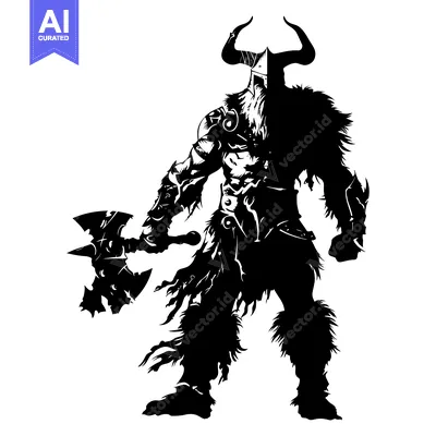 A Silhouetted Viking Warrior Holding An Axe