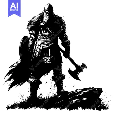 Popular premium asset: A Silhouetted Viking Warrior with Axe and Shield