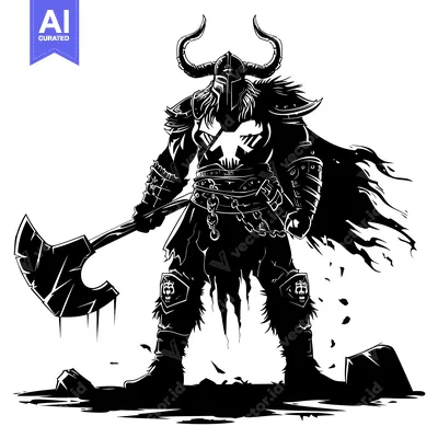 Silhouette of a Viking Warrior with an Axe