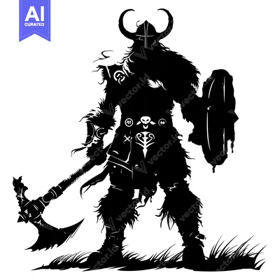 Popular premium asset: Silhouette of a Viking Warrior Holding an Axe and Shield