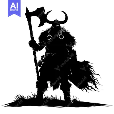Popular premium asset: Silhouette of a Viking Warrior Holding an Axe
