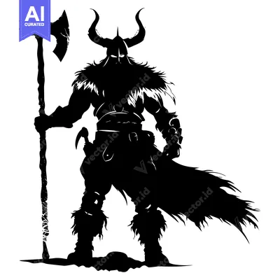 Popular premium asset: Silhouette of a Viking Warrior Holding an Axe