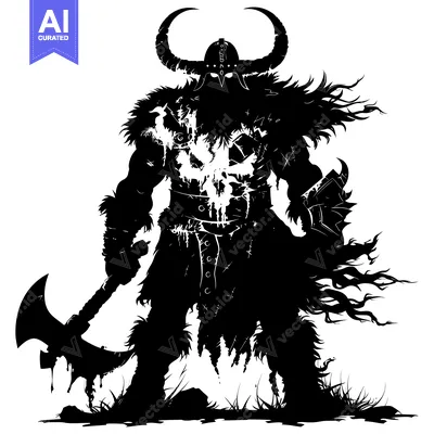 A Silhouette of a Mighty Barbarian Warrior Holding an Axe