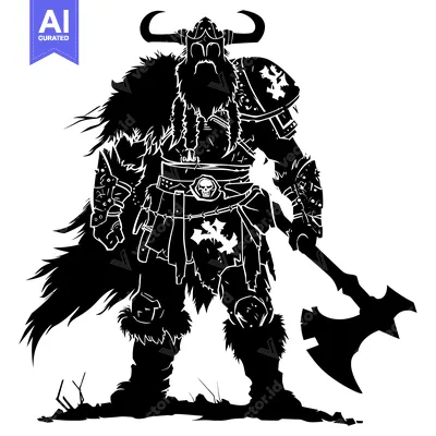 Popular premium asset: Silhouette of a Viking Warrior Holding a Battle Axe