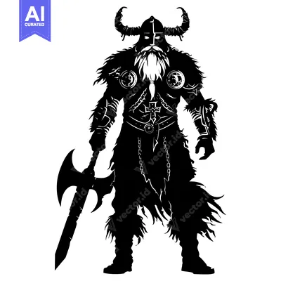 Premium design asset: Silhouette of a Viking Warrior Holding an Axe