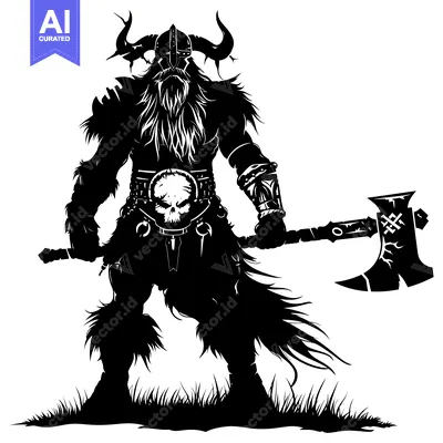 Popular premium asset: Silhouette of a Viking Warrior Holding an Axe