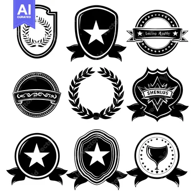 Aset premium populer: Collection of Black and White  Vintage Emblems