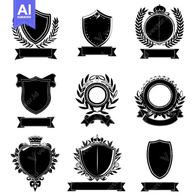 Collection of Blank Shields, Crowns, and Laurels