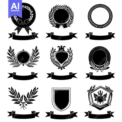 Aset premium populer: Collection of Blank Black and White Award and Achievement Emblems