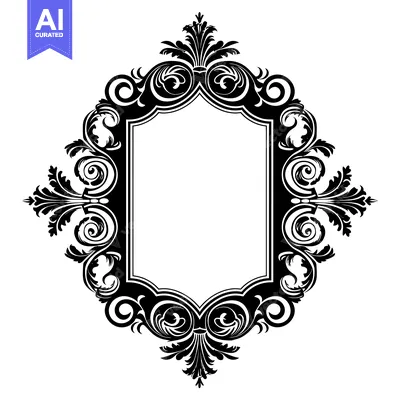 Aset premium populer: Ornate Black and White Frame with Swirls and Foliage