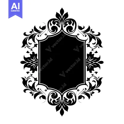Aset premium populer: Black and White Ornate Frame with Floral Design
