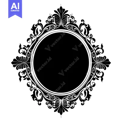 Popular premium asset: Ornate Black and White Circular Frame with Floral Design
