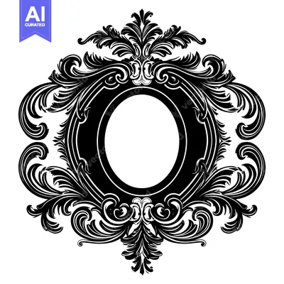 Popular premium asset: Ornate Black and White Oval Frame with Floral Motifs