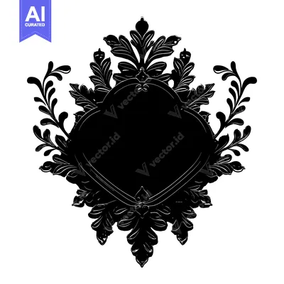 Aset desain premium: Black and White Floral Frame with Heart Shape