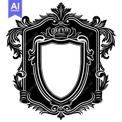 Aset premium populer: Ornate Shield Crest with Crown and Floral Flourishes