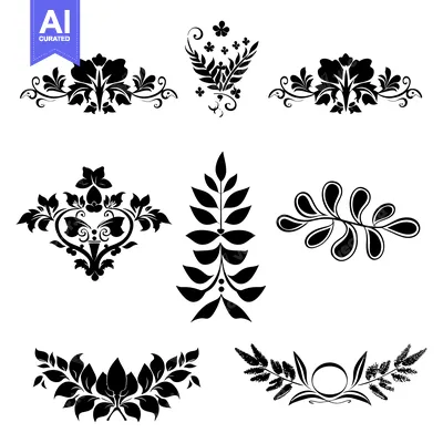 Aset premium populer: Collection of Black and White Floral Design Elements