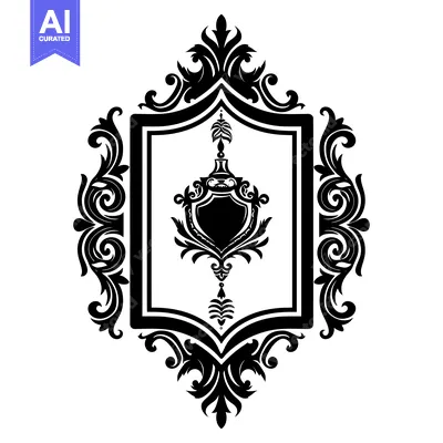 Popular premium asset: Black and White Ornate Frame with Shield and Flourishes