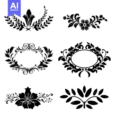 Popular premium asset: A Set of Five Black and White Floral Designs