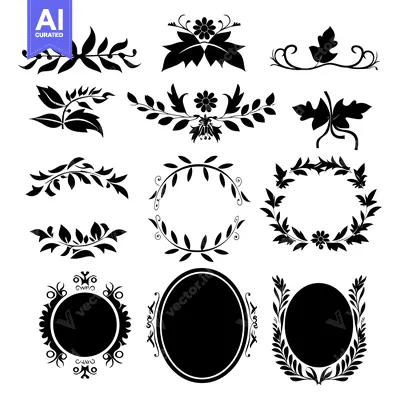 Premium design asset: Collection of Black and White Floral Design Elements