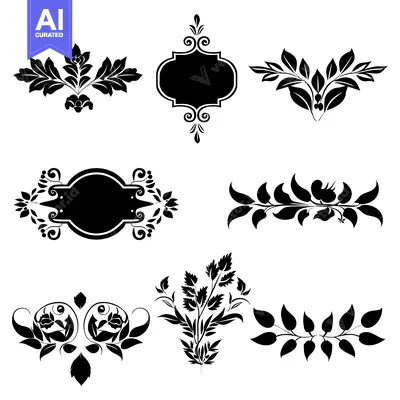 Aset premium populer: Collection of Black and White Floral and Frame Design Elements