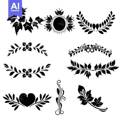 Popular premium asset: Set of Black and White Floral Design Elements