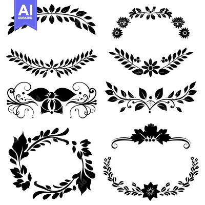 Premium design asset: Set of Black and White Floral Design Elements