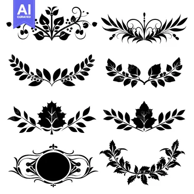 Aset desain premium: Set of Decorative Floral Elements for Design