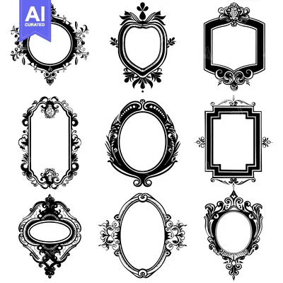 Popular premium asset: Collection of nine ornate decorative frames with intricate details.