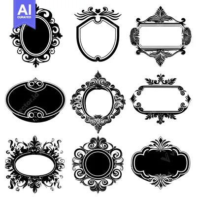 Aset premium populer: Set of Nine Ornate Decorative Frames