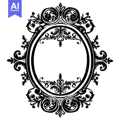 Aset premium populer: Ornate Oval Frame with Intricate Floral Designs