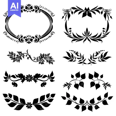 Aset premium populer: Collection of Ornamental Black and White Floral Frames